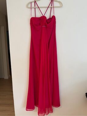 Vintage Gia & Co Strappy Hot Pink beaded Maxi Evening Dress size 6